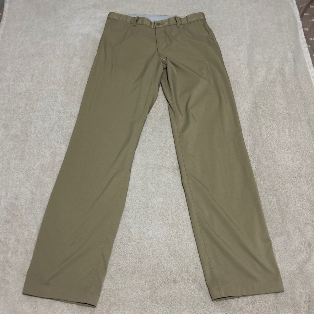 Nike Performance Golf Pants Mens 34 32 Khaki‎ Flat Front Straight Leg Athletic